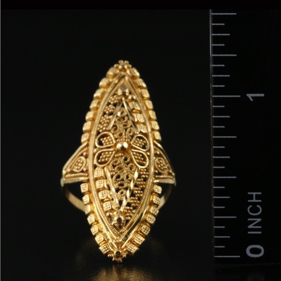 22K Granulated Navette Ring - Picture 2 of 9